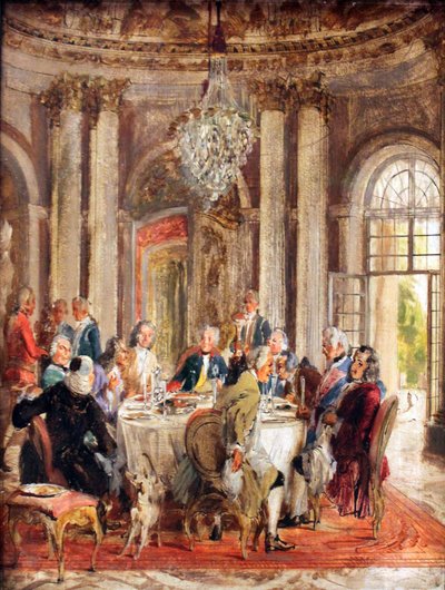 Rondetafel van Frederik II door Adolph Menzel